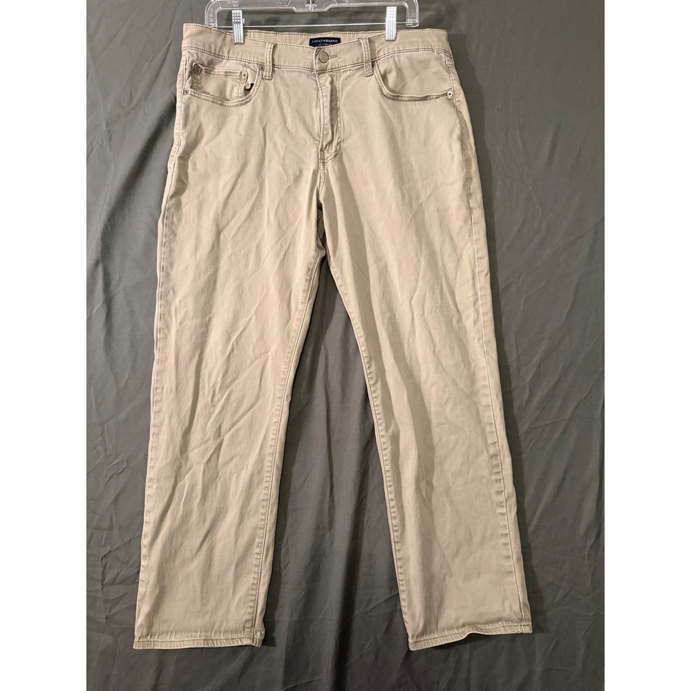 Lucky Brand 223 Straight Leg Pants Mens 36x30 Khaki Tan Casual Trousers